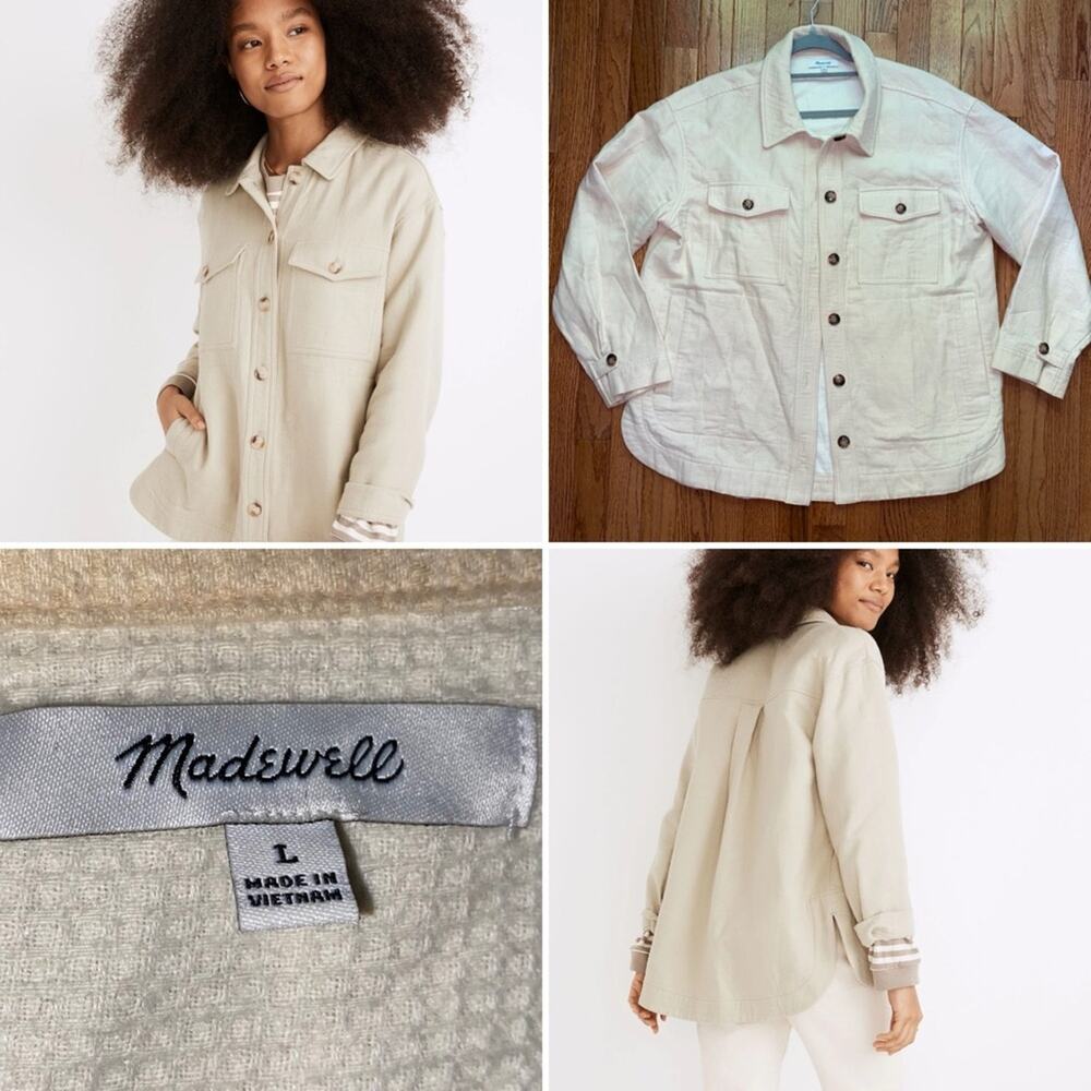 Madewell $110 Ivory Waffleback Branner Shirt-Jacket Shacket LG EUC